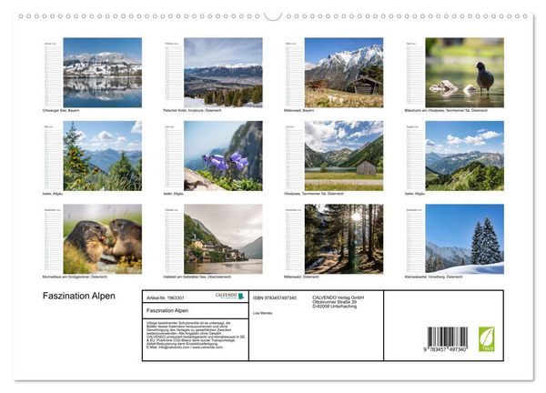 Produktbild: Faszination Alpen (hochwertiger Premium Wandkalender 2026 DIN A2 quer), Kunstdruck in Hochglanz