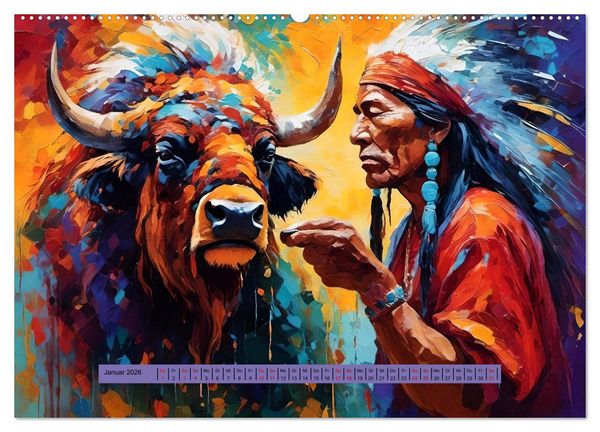 Produktbild: Amerikanische Ureinwohner - Bilder von Geschichten inspiriert (hochwertiger Premium Wandkalender 2026 DIN A2 quer), Kunstdruck in Hochglanz