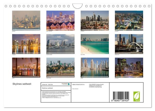 Produktbild: Skylines weltweit (Wandkalender 2026 DIN A4 quer), CALVENDO Monatskalender