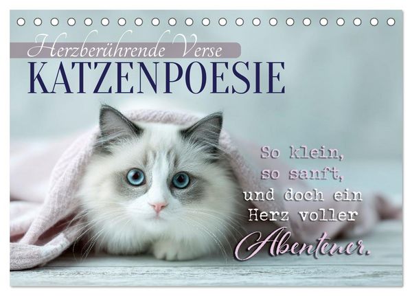 Produktbild: Katzenpoesie - Herzber&uuml;hrende Verse (Tischkalender 2026 DIN A5 quer), CALVENDO Monatskalender