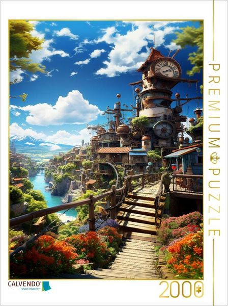 CALVENDO Puzzle Anime Manga Landschaft | 2000 Teile Lege-Größe 90x67cm Foto-Puzzle für glückliche Stunden