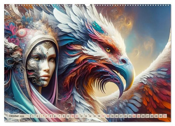 Produktbild: Vogelfrauen Surreale Sch&ouml;nheiten (hochwertiger Premium Wandkalender 2026 DIN A2 quer), Kunstdruck in Hochglanz