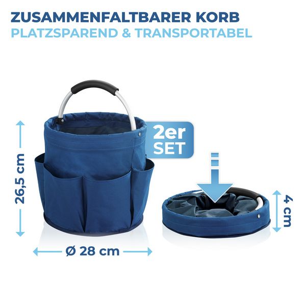 Produktbild: Universal Reinigungs Caddy 16 l, Blau, 2er Set, mit 6 Au&szlig;entaschen f&uuml;r Schw&auml;mme und T&uuml;cher