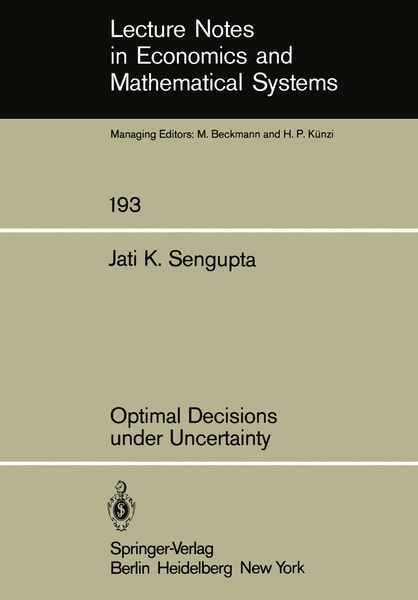 Produktbild: Optimal Decisions under Uncertainty