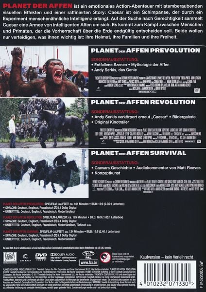 Produktbild: Planet der Affen Triologie [3 DVDs]