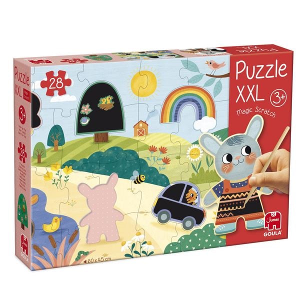 Produktbild: Goula 1110100493 - XXL Puzzle Magic Scratch, Zauber-Kratz-Puzzle, 28 Teile