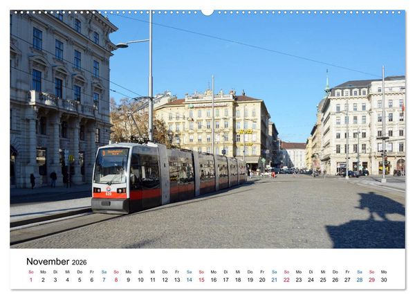 Produktbild: Mit der Bim durch Wien - Die Wiener Stra&szlig;enbahn (hochwertiger Premium Wandkalender 2026 DIN A2 quer), Kunstdruck in Hochglanz