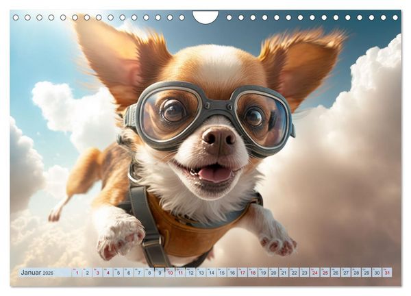 Produktbild: Hunde Skydiving (Wandkalender 2026 DIN A4 quer), CALVENDO Monatskalender