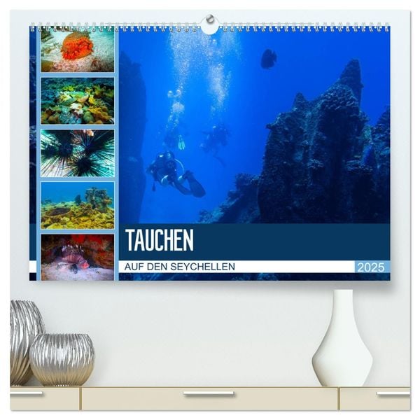 Tauchen auf den Sychellen (hochwertiger Premium Wandkalender 2025 DIN A2 quer), Kunstdruck in Hochglanz