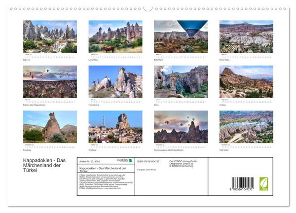 Produktbild: Kappadokien - Das M&auml;rchenland der T&uuml;rkei (hochwertiger Premium Wandkalender 2026 DIN A2 quer), Kunstdruck in Hochglanz