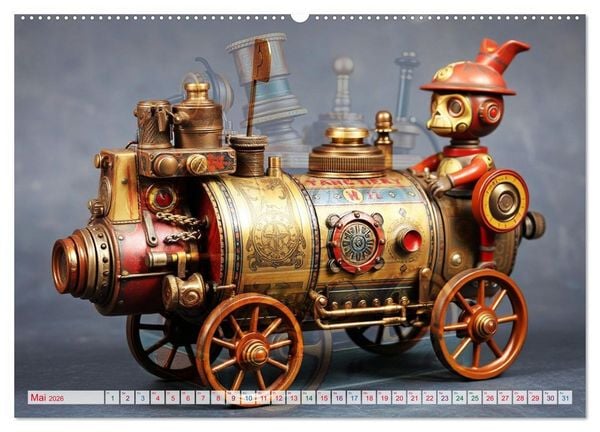 Produktbild: Mechanische Wunderwelten - Ein Jahr mit Steampunk Toys (Wandkalender 2026 DIN A2 quer), CALVENDO Monatskalender