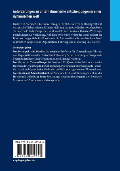 Produktbild: Anforderungen an unternehmerische Entscheidungen in einer dynamischen Welt