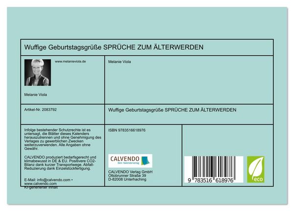 Produktbild: Wuffige Geburtstagsgr&uuml;&szlig;e SPR&Uuml;CHE ZUM &Auml;LTERWERDEN (Tischkalender 2026 DIN A5 quer), CALVENDO Monatskalender