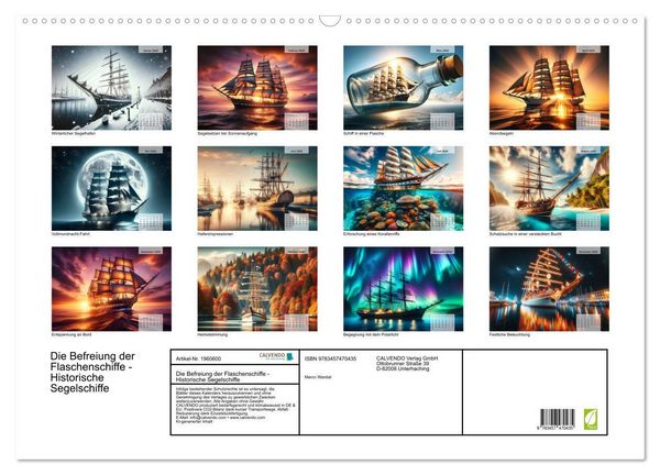 Produktbild: Die Befreiung der Flaschenschiffe - Historische Segelschiffe (Wandkalender 2026 DIN A2 quer), CALVENDO Monatskalender