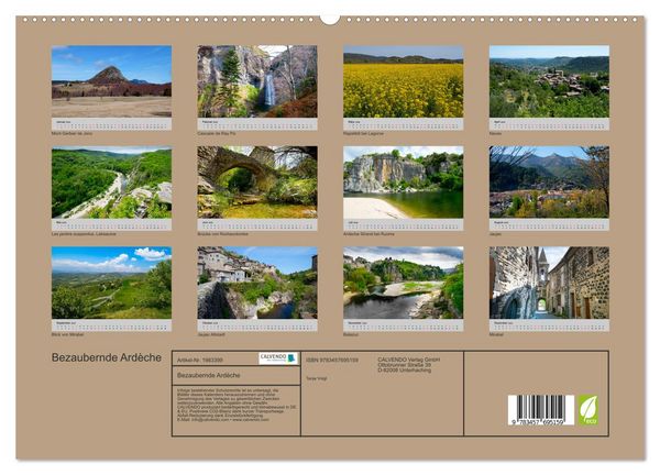 Produktbild: Bezaubernde Ard&egrave;che (hochwertiger Premium Wandkalender 2026 DIN A2 quer), Kunstdruck in Hochglanz
