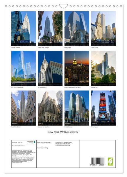 Produktbild: New York Wolkenkratzer (Wandkalender 2026 DIN A3 hoch), CALVENDO Monatskalender