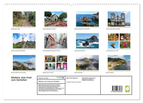 Produktbild: Madeira, eine Insel zum Genie&szlig;en (hochwertiger Premium Wandkalender 2026 DIN A2 quer), Kunstdruck in Hochglanz