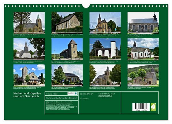 Produktbild: Kirchen und Kapellen rund um Simmerath (Wandkalender 2026 DIN A3 quer), CALVENDO Monatskalender