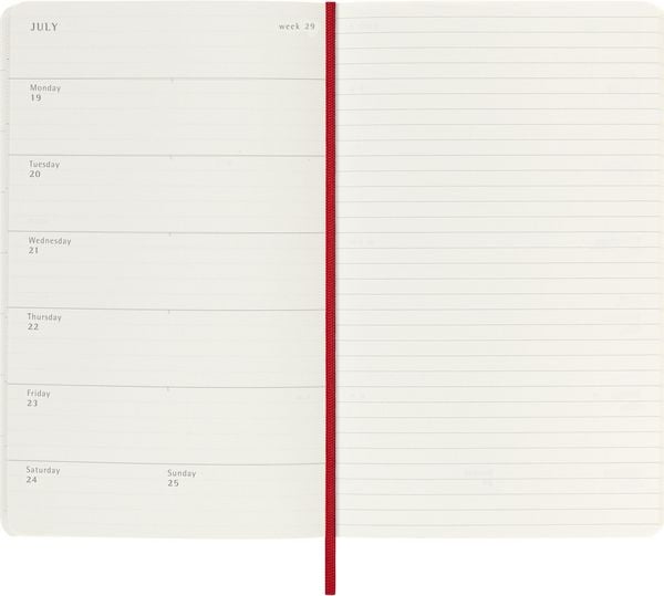 Produktbild: Moleskine 18 Monate Wochen Notizkalender 2026/2027, Large/A5, 1 Wo = 1 Seite, rechts linierte Seite, Weicher Einband, Scharlachrot