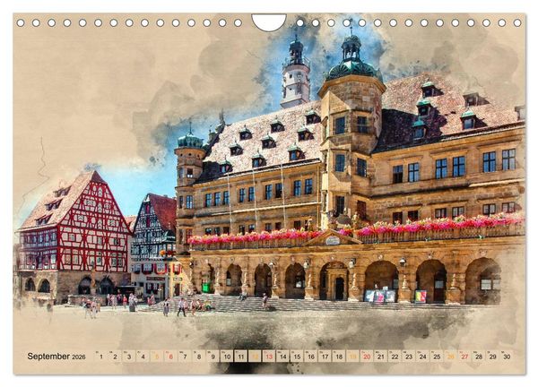 Produktbild: Romantische St&auml;dte - Rothenburg ob der Tauber (Wandkalender 2026 DIN A4 quer), CALVENDO Monatskalender