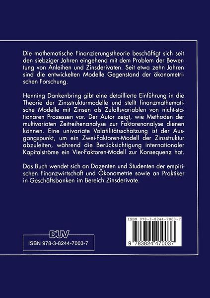 Produktbild: Modellierung der Zinsstruktur in Deutschland