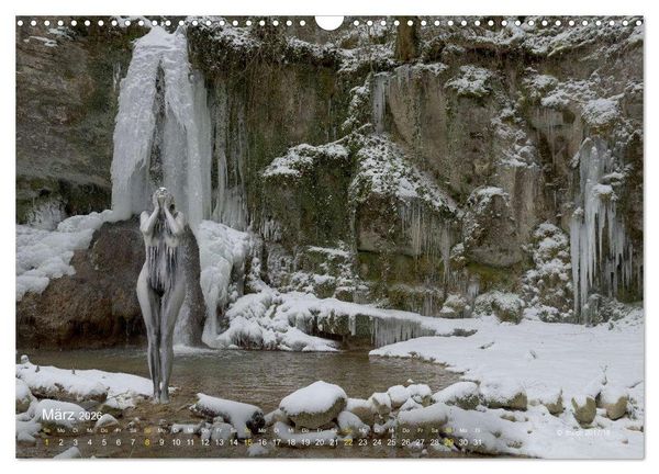 Produktbild: BODYPAINTING AM WASSERFALL VON LINN (Wandkalender 2026 DIN A3 quer), CALVENDO Monatskalender