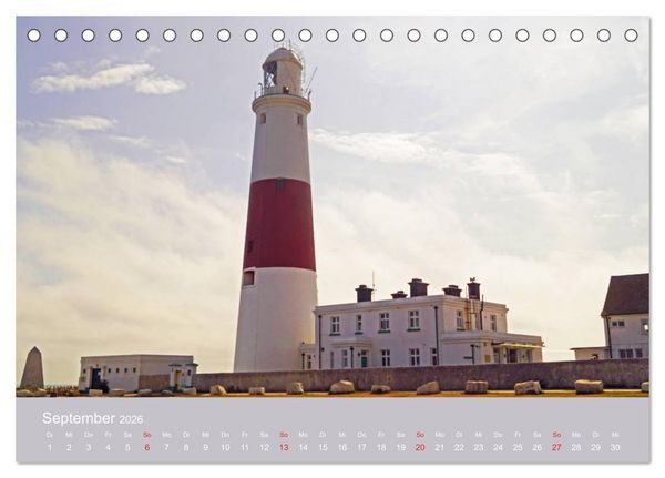 Produktbild: Englische Leuchtt&uuml;rme - Leuchtfeuer entlang Englands K&uuml;ste (Tischkalender 2026 DIN A5 quer), CALVENDO Monatskalender