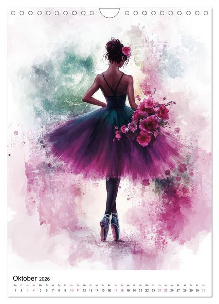 Produktbild: Ballerinas in Aquarell (Wandkalender 2026 DIN A4 hoch), CALVENDO Monatskalender