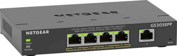 Produktbild: NETGEAR GS305EP-100PES Plus GS305EP Netzwerk Switch 5 Port