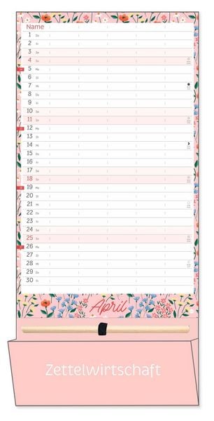 Produktbild: Deko-Familienplaner mit Tasche Flower Time 2027