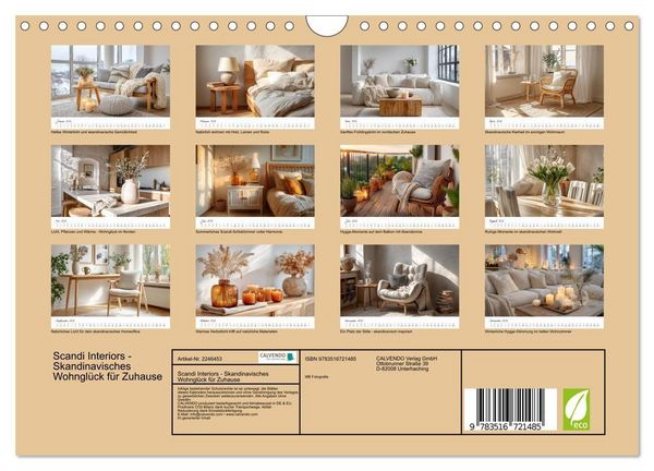 Produktbild: Scandi Interiors - Skandinavisches Wohngl&uuml;ck f&uuml;r Zuhause (Wandkalender 2026 DIN A4 quer), CALVENDO Monatskalender