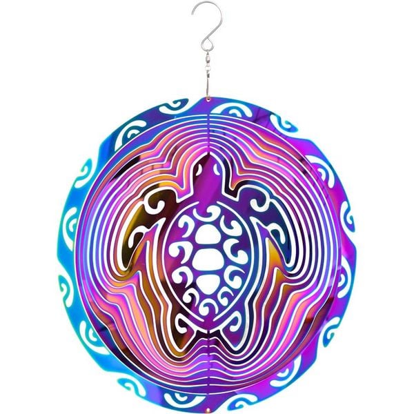 Produktbild: Kinetic Art: Metal Hanging Wind Spinner: 3D Vibrant Turtle