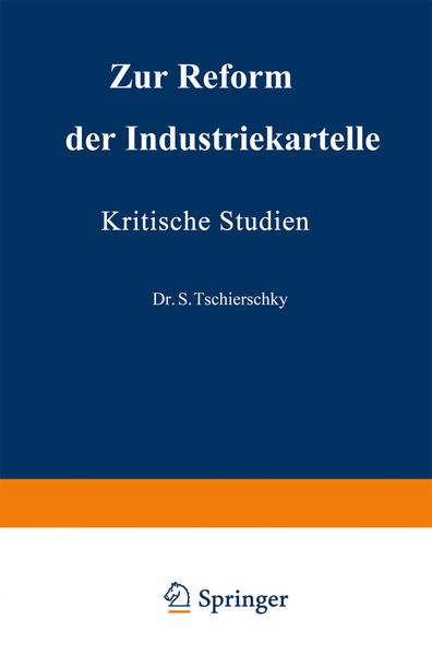 Produktbild: Zur Reform der Industriekartelle