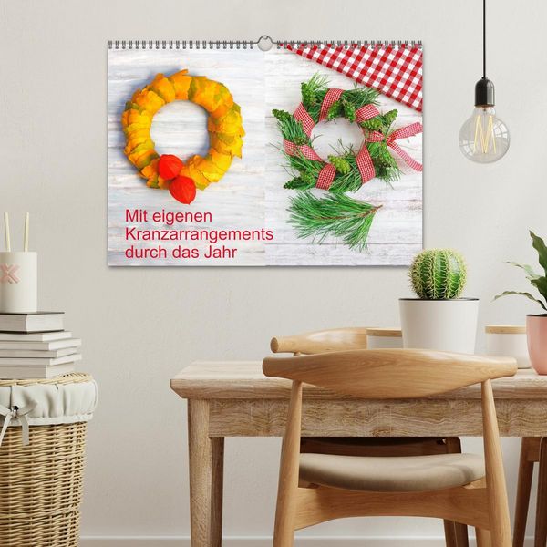 Produktbild: Mit eigenen Kranzarrangements durch das Jahr (Wandkalender 2026 DIN A3 quer), CALVENDO Monatskalender