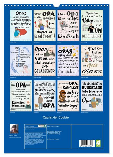 Produktbild: Opa ist der Coolste (Wandkalender 2026 DIN A3 hoch), CALVENDO Monatskalender