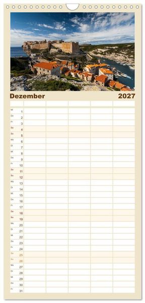 Produktbild: Familienplaner 2027 - Bonifacio. Korsika mit 5 Spalten (Wandkalender, 21 x 45 cm) CALVENDO
