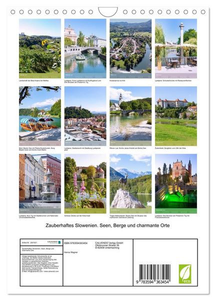 Produktbild: Zauberhaftes Slowenien. Seen, Berge und charmante Orte (Wandkalender 2027 DIN A4 hoch), CALVENDO Monatskalender