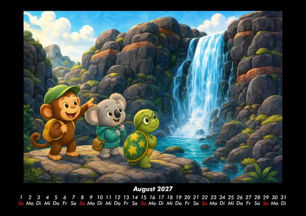 Produktbild: Wasserf&auml;lle der Fantasie mit Milo, Kiki & Taz 2027 Fotokalender DIN A3