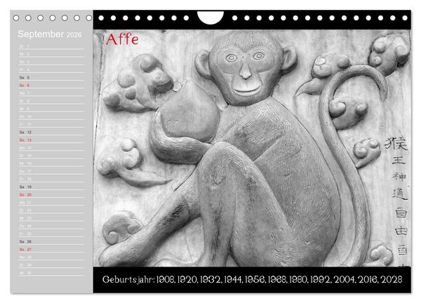 Produktbild: Das Chinesische Horoskop / Geburtstagskalender (Wandkalender 2026 DIN A4 quer), CALVENDO Monatskalender