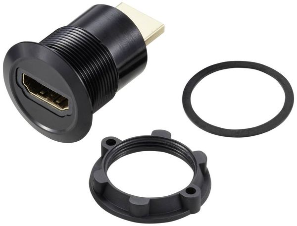 TRU COMPONENTS TC-11980460 HDMI Panel-Adapter Buchse HDMI-Buchse - HDMI-Stecker Schwarz Polzahl: 1 Inhalt: 1 St.