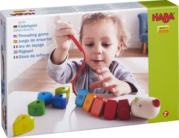 Fädelspiel Zahlen-Drache (Kinderspiel)