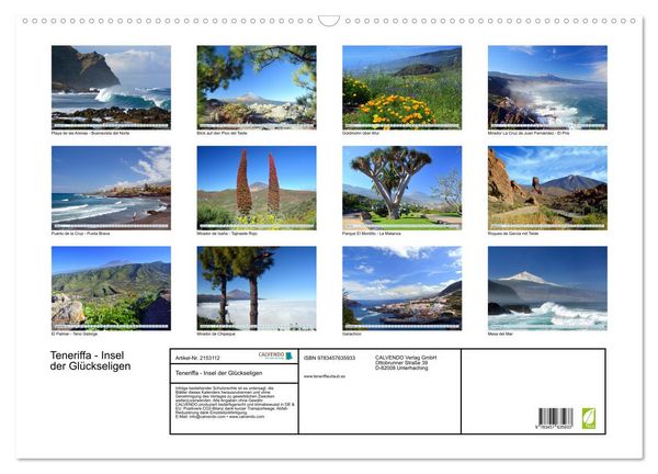 Produktbild: Teneriffa - Insel der Gl&uuml;ckseligen (Wandkalender 2026 DIN A2 quer), CALVENDO Monatskalender