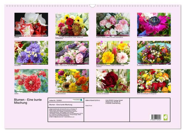 Produktbild: Blumen - Eine bunte Mischung (Wandkalender 2026 DIN A2 quer), CALVENDO Monatskalender