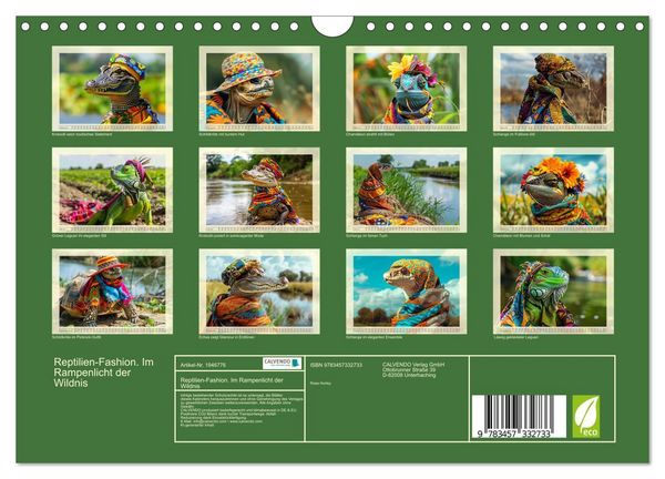 Produktbild: Reptilien-Fashion. Im Rampenlicht der Wildnis (Wandkalender 2026 DIN A4 quer), CALVENDO Monatskalender