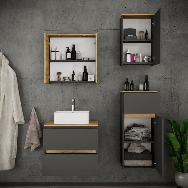 Produktbild: 5 tlg. Badm&ouml;bel-Set mit Waschbecken Cosila-A 60 cm