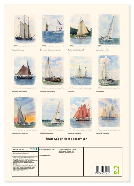 Produktbild: Unter Segeln &uuml;ber's Ijsselmeer (hochwertiger Premium Wandkalender 2026 DIN A2 hoch), Kunstdruck in Hochglanz