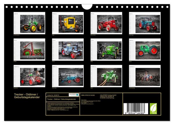 Produktbild: Trecker - Oldtimer / Geburtstagskalender (Wandkalender 2026 DIN A4 quer), CALVENDO Monatskalender