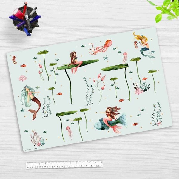 Produktbild: Cover-your-desk Schreibtischunterlage f&uuml;r Kinder und Erwachsene Meerjungfrau, aus hochwertigem Vinyl , 60 x 40 cm