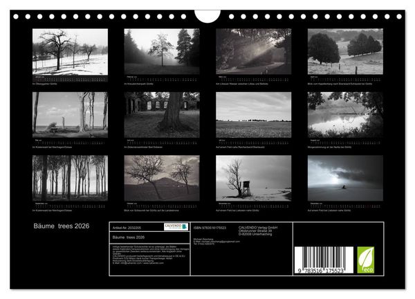 Produktbild: B&auml;ume trees 2026 (Wandkalender 2026 DIN A4 quer), CALVENDO Monatskalender
