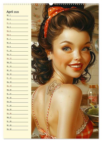 Produktbild: Schatz, ich hab gekocht! Sexy-lustige Pin-up-Girls in der K&uuml;che (hochwertiger Premium Wandkalender 2026 DIN A2 hoch), Kunstdruck in Hochglanz